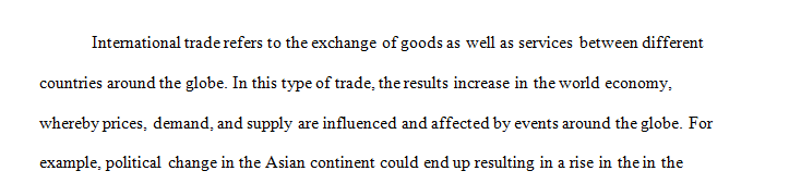 The term paper topic will be on the issues relating to international trade.