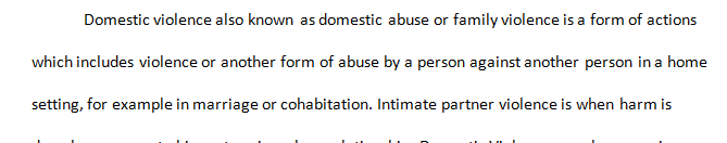 Topic Domestic Violence Write a 400-word Background Literature Review. 