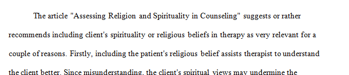 What does the article suggest about including client spirituality or religious beliefs in therapy