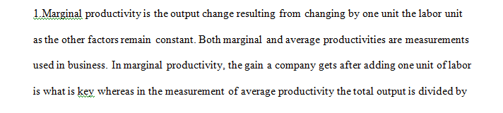 What is marginal productivity Compare it with average productivity.