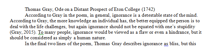 What is the meaning of ignorance and wisdom according to Gray in the poem