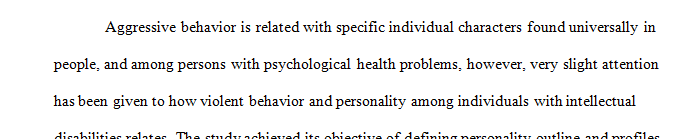 What's the role of personality aggressive behavior among individuals with disabilities