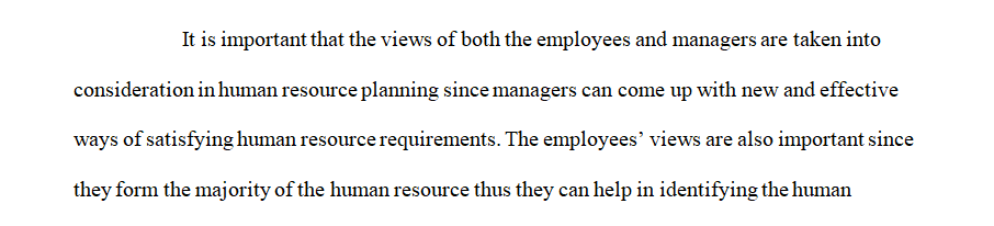 Why is it important to look at both the manager and the employee point of view when engaging in human resource planning