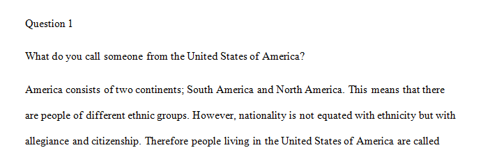 Write Essay about What do you call someone from the United States of America