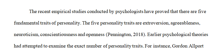 Write a 400- to 600-word summary of extroversion personality, as described by the Big 5 Inventory.