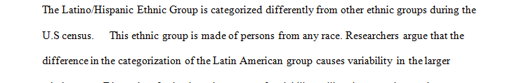 Write a 625- to 850-word paper. The Latino Hispanic group is the only ethnic category counted separately by the United States Census. 