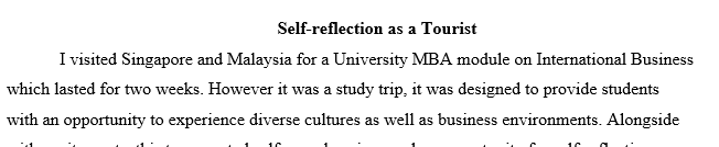 Write a critical self-reflection that explores your travel history and preferences.