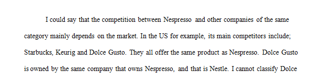 Write one page about competition of Nespresso coffee