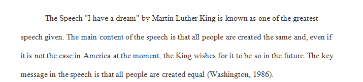 Write one page essay about Martin Luther king (I have dream) speech