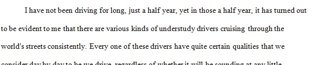 Writing a classification essay on types of drivers.