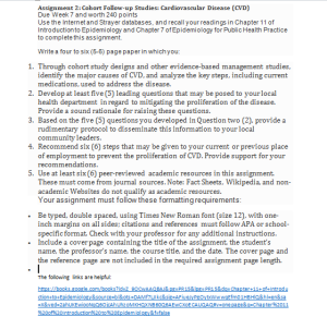 Assignment 2: Cohort Follow-up Studies: Cardiovascular Disease (CVD)