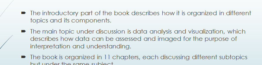 Build a summary of the text book Analyzing and visualizing data by A. Kirk, chapter 1-11.