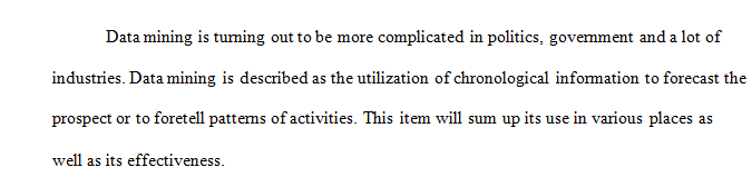 Choose one item, related to the data aspects of information technology, particularly business intelligence, data mining