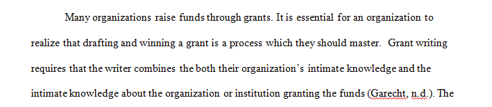 Create a 1050- to 1750-word grant writing guide that incorporates the most important parts of the grant writing process from beginning to end.