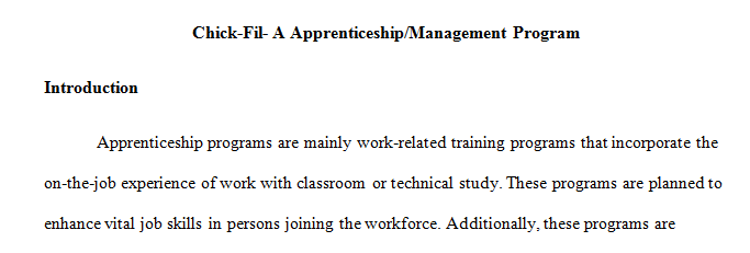 Does Chick-fil-a have an apprenticeship program