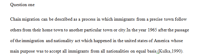 Explain chain migration pattern after 1965.