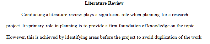 Explain the role of a review of literature when planning a research project