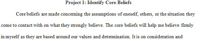 Focus on one core belief which you will explain define and develop through the essay.