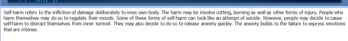 For some adolescents experiencing physical pain becomes a regular practice for managing psychological pain