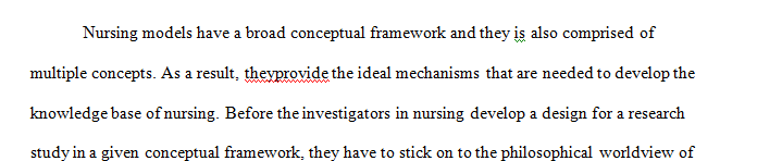 Formulate a research question and two hypotheses that could be used empirically to test the utility of the conceptual frame work or model in nursing practice