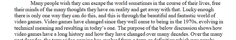 Full outline for a informative speech on the history of video games.