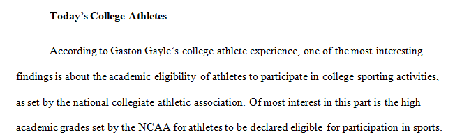 Gaston Gayles (chapter 6) explored the college athlete experience.