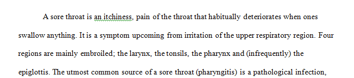 Give an example of three differential diagnoses for a patient who complains of a sore throat.