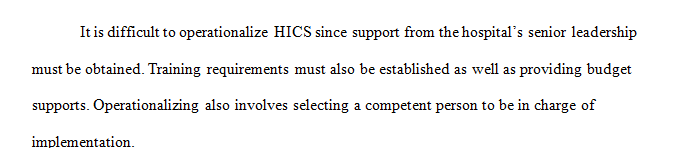 How difficult is it to operationalize HICS