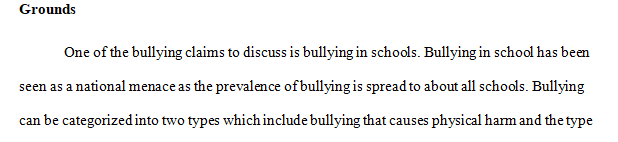 Identify at least two different claims regarding the condition for the topic of bullying.