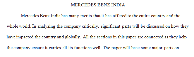 Marketing Management Based on Mercedes Benz India.