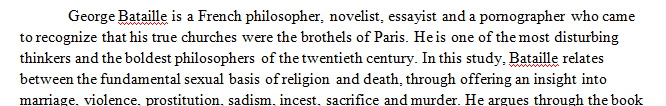 Pick 1 sentence inside the book that you want to to talk about Eroticism by Georges Bataille