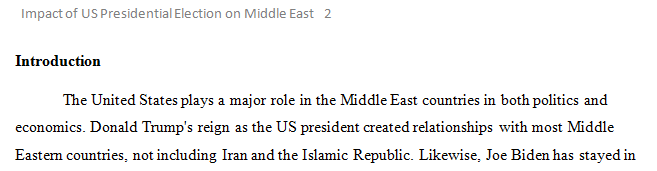 Provide a one-page analysis to the impacts of the US presidential elections on the Middle East.