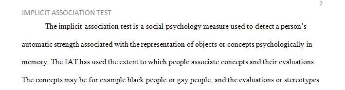 Research the Harvard Implicit Association Test and Project Implicit