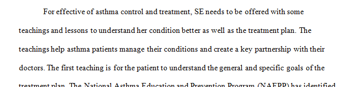 SE is a twenty-two-year-old Caucasian woman who was diagnosed with asthma at age seven.