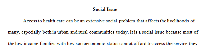 Select a social issue that is of interest to you.