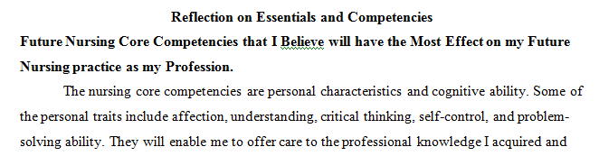 Select two Massachusetts Nurse of the Future Nursing Core Competencies that you believe will have the most impact on your future professional nursing practice.