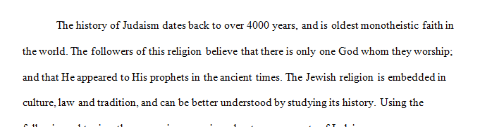 This assignment allows you to learn more about one key person in Jewish history and to relate that person to any specific rituals in Judaism today.