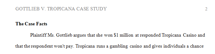 This is case brief issue is Can Gottlieb recover from Tropicana for breach of contract.