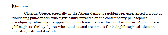 Three Humanities questions on Ancient Greece. 