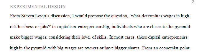 Try to think like Steven Levitt and propose an interesting econometric question