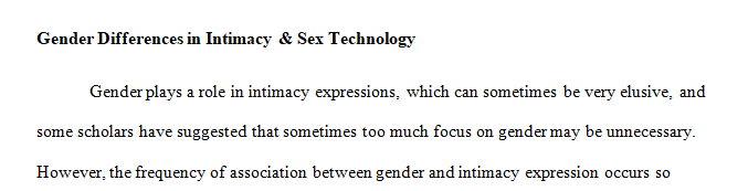 What are Gender differences in regard to intimacy