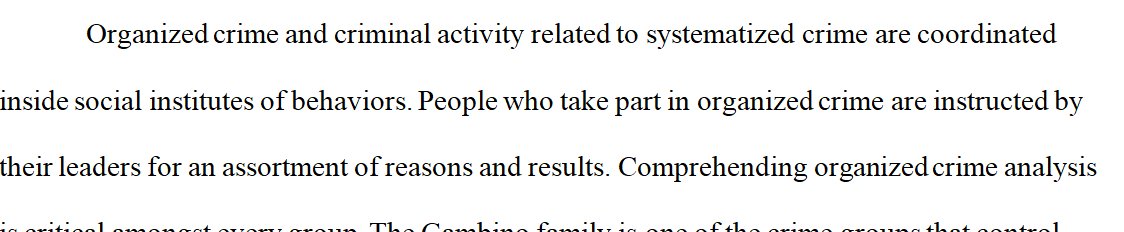 Write a 350-word paper that includes an in-depth historical analysis of an organized crime group.