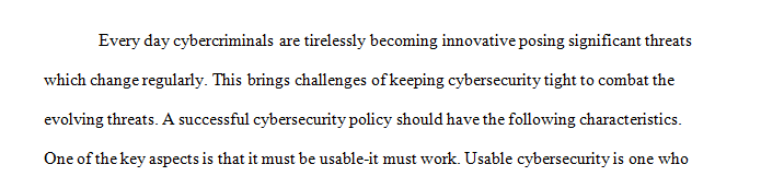 Write an essay on the topic, “Building and implementing a successful cybersecurity policy