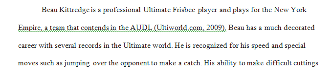 Write one page about (professional ultimate frisbee player)