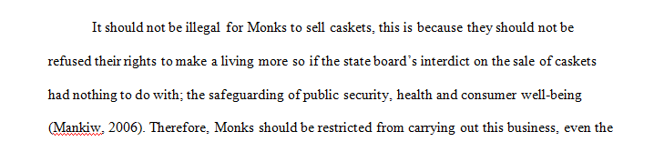 Should it be a crime for the monks to sell caskets