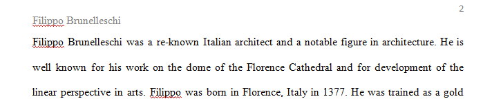 400 word essay on History interesting facts and information about Filippo Brunelleschi