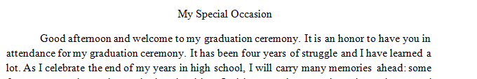 A speech draft about my special occasion.