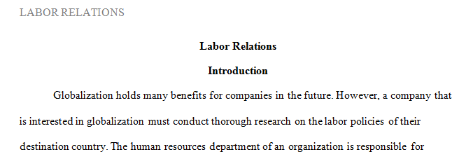 Analyze labor statistics from different countries in order make a recommendation for an overseas manufacturing site for a selected organization.