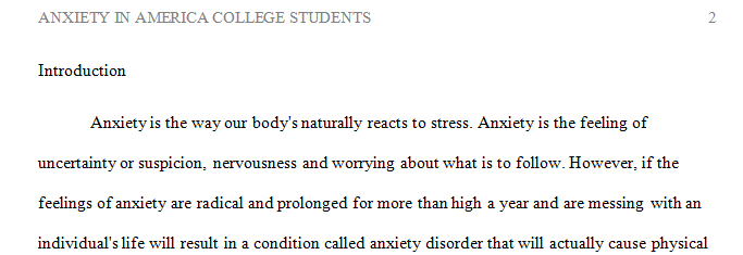 Anxiety among American college students; Causes impacts and how to deal with