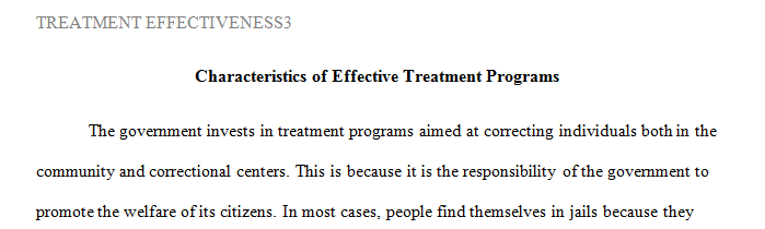 Characteristics of Effective Treatment Programs